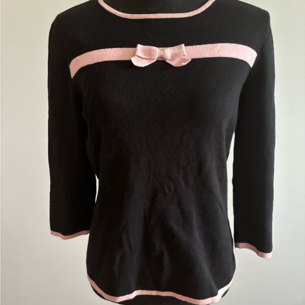 Black Sweater with Pink Accents